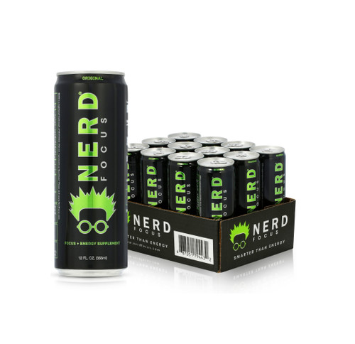 Nerd Focus Original Energy Drink Nootropics And Essential Vitamins For Mental Clarity, Concentration And Focus 12 Fl Oz (pack Of 12)