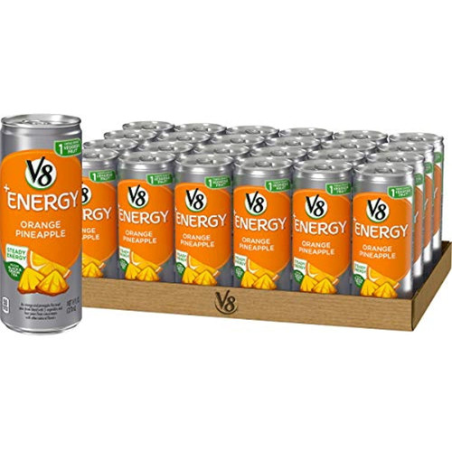 V8 +energy, Healthy Energy Drink, Natural Energy From Tea, Orange Pineapple, 8 Ounce Can (pack Of 24)