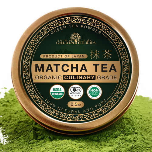 Golden Herbs Organic Japanese. Unsweetened Matcha Green Tea Powder,100% Pure Premium Culinary Grade Matcha - Authentic Japanese Origin (15 Grams )