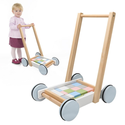 Famure Wooden Baby Walkers For Girls Boys Baby Learning Walker With Building Blocksbaby Stroller Toddler Toys Educational Toys For 10-24 Months Premium