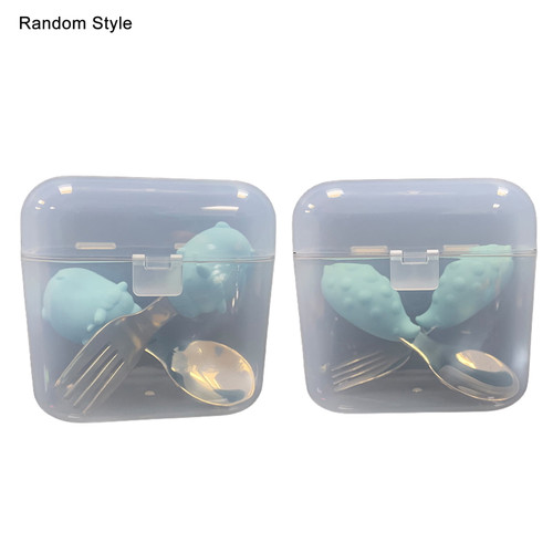 Opolski Food Grade 1 Set Kids Utensils Anti-rust Eco-friendly Soft Handle Comfortable To Grip Infant Fork Spoon For Daily Life