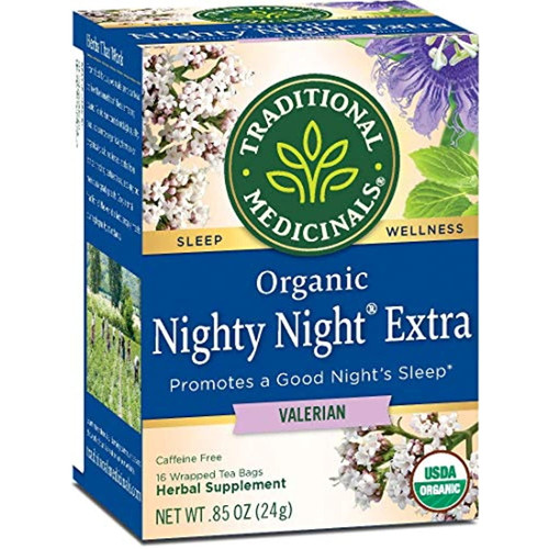 Traditional Medicinals Organic Nighty Night Extra With Valerian Herbal Tea, Promotes A Good Night’s Sleep, (pack Of 2) - 32 Tea Bags Total