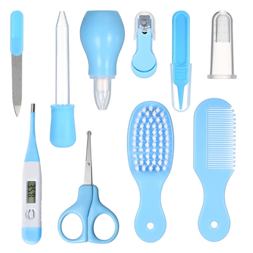 10 Pcs/set Baby Health Care Kit Portable Newborn Infant Nursery Set Kids Grooming Kit Baby Nail Clipper Brush Comb Cleaning Set