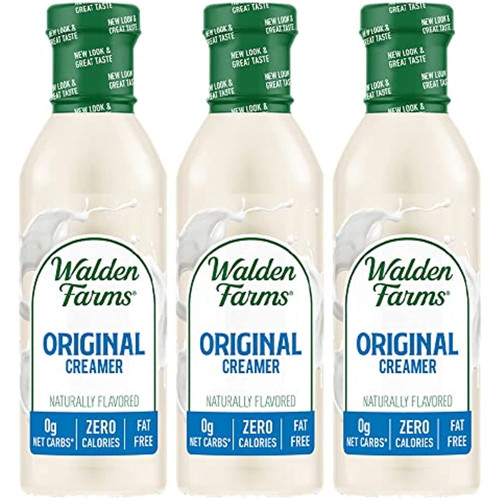 Walden Farms Original Cream Coffee Creamer, 12 Oz. Bottle, Fresh Flavored Non-dairy Milk Substitute, Natural And Liquid, Gluten Free And 0g Net Carbs, Vegan Friendly, 3 Pack Bottles