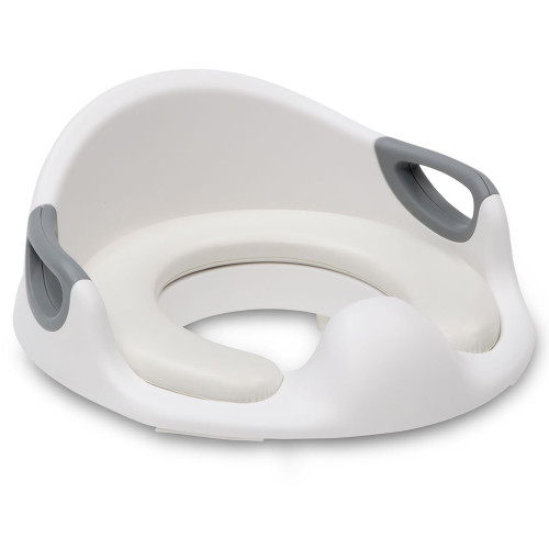 Delta Children Kid Size Toddler Potty Training Seat For Boys & Girls - Includes Soft Seat, Handles & Built-in Splash Guard - Easy To Clean, White/grey