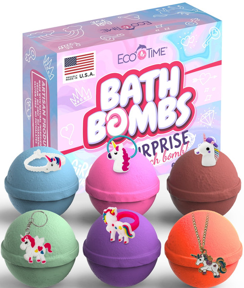 Eco Time Handmade In Usa Bath Bombs For Girls With Unicorn Jewelry  Inside Gift Set