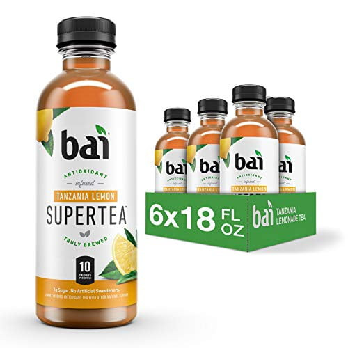 Bai Iced Tea, Tanzania Lemon, Antioxidant Infused Supertea, Crafted With Real Tea (black Tea, White Tea), 18 Fluid Ounce Bottles, 6 Count