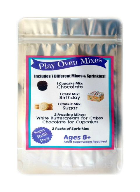 Children's Easy To Bake Oven Mixes Play Toy Oven Real 7 Mixes Mega Refill Kit Cupcakes Cookies Frosting Sprinkles Ultimate Set Cooking Baking Supplies Super Pack Net Wt 6.2 Oz