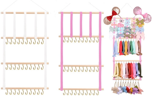 Headband & Bow Holder For Girls Hair Bows, 2 Pack Hanging Headbands Storage Organizer For Newborn Baby Toddler Kids Girls, Headband Holder For Wall, Room, Door Or Closet