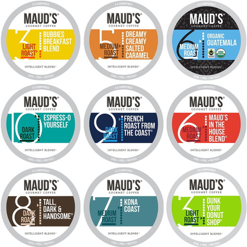 Maud's 9 Flavor Original Coffee Variety Pack (original 9 Blends), 80ct. Solar Energy Produced Recyclable Single Serve Coffee Pods Variety Pack – 100% Arabica Coffee California Roasted, Kcup Compatible