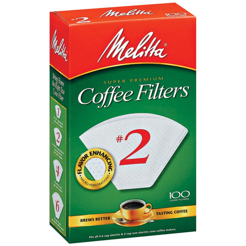 Melitta #2 White Cone Coffee Filters, 100 Ct