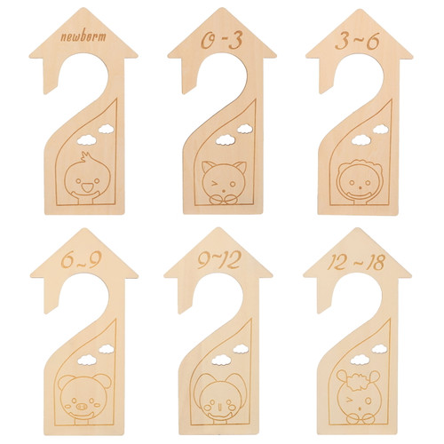 Frcolor 6pcs Baby Closet Size Dividers Wood Infant Wardrobe Divider Clothing Size Dividers