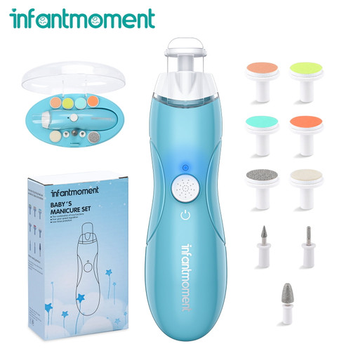 Nail File Trimmer Kit Electric Baby Nail Clippers W/ Light 9 Grinding Heads For Newborn Infant Toddler Kids Adult Toes And Fingernails Care Polish And Trim