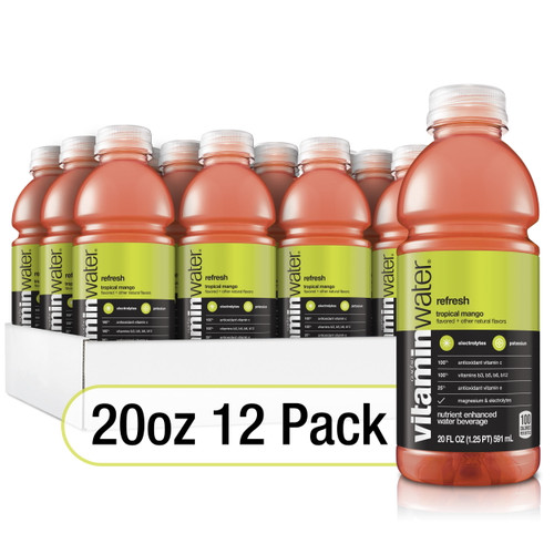 Vitaminwater Refresh Electrolyte Enhanced Water W/ Vitamins, Tropical Mango Drinks, 20 Fl Oz, 12 Pack