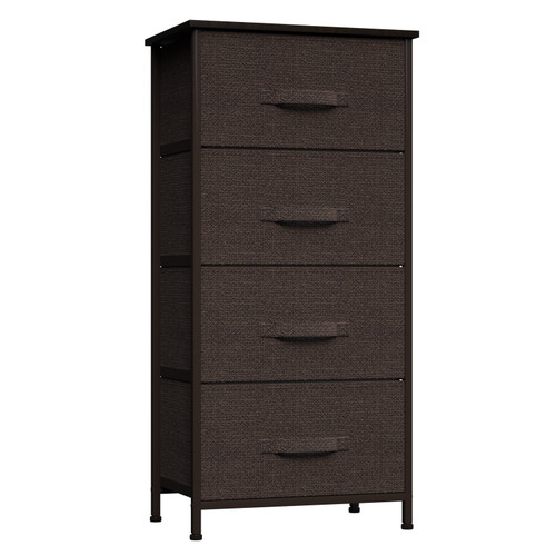 Tkoofn 4-tier Dresser With 4 Drawers, Steel Frame Wood Top Furniture Storage Tower Organizer For Bedroom, Hallway, Entryway, Closets, Dorm Room, Living Room(gray/brown/beige)