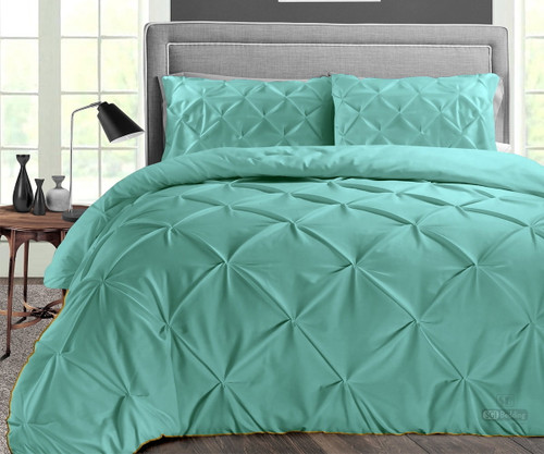 Alaskan King Comforter Pinch Aqua Green 300 Gsm Plush Siliconized Microfiber Fill Duvet Insert With 1000 Thread Count Egyptian Cotton Shell Fluffy Soft With Premium Piping & Pillowcases