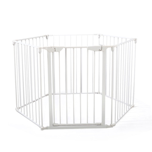 6 Panel Indoor Safety Play Yard With Gate & Safety Lock For Kids, White