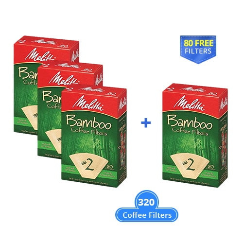Melitta 63117 #2 Natural Brown Bamboo Cone Coffee Filters 320 Counts (4-pack Of 80 Counts)