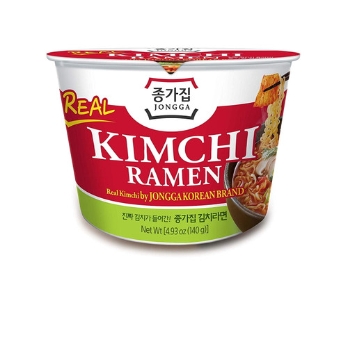 Jongga Korean Noodle, Ramen Cups, Kimchi Ramen, Veggie Vegan Noodle Soup Cup, Asian Food, Korean Ramen With Real Kimchi, 4.9oz (pack Of 6)