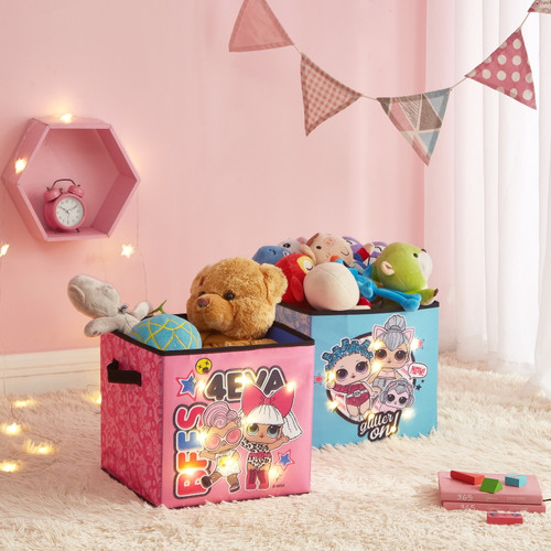Lol Surprise 2 Piece Light Up Pink Polyester Storage Cubes For Kids