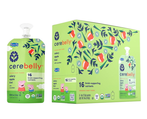 Cerebelly Organic Stage 2 Baby Food, Peppa Pig Celery Apple Kiwi, 4 Ounce Puree (6 Pack)