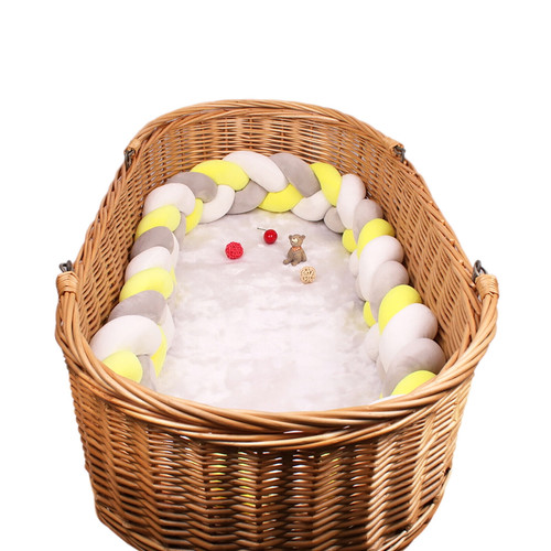 Braided Baby Bedding Liner Pad 3-strand Soft Knot Fence Cushion For Toddler Crib
