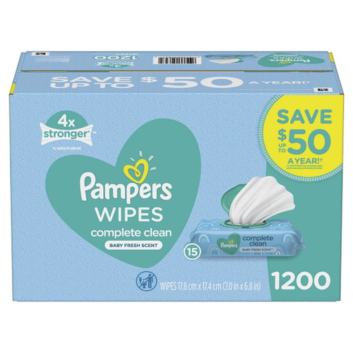 Pampers Fresh Scent Complete Clean Baby Wipes, 1200 Ct.
