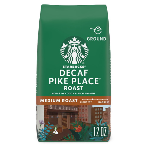 Starbucks Decaf Pike Place Roast Ground Coffee, Medium Roast, 12 Oz