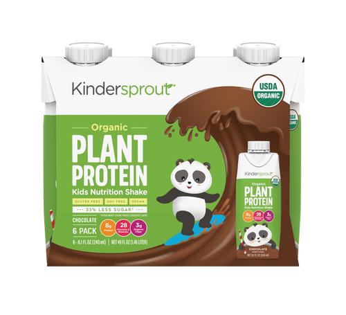 Kindersprout Organic Plant Based Kids Protein Nutrition Shake, Chocolate, 6pk
