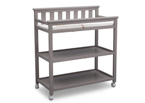 Flat Top Changing Table With Wheels And Changing Pad - Greenguard Gold Certified, Grey