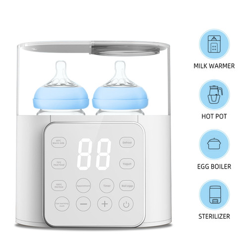 Baby Bottle Warmer, 9-in-1 Double Bottle Milk Warmer For Breastmilk & Formula, Fast Food Heater Defrost Bpa-free With Appointment,timer & 24h Temperature Control, Double Fast Warmer Bottle For Babies