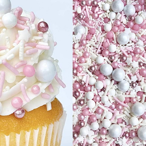 Sprinkle Sprinkles Pink Peony Sprinkle Mix | Pink Sprinkles | Baby Shower Sprinkles | Gender Reveal Sprinkles | Edible Cake Cookie Decorations | 4 Oz