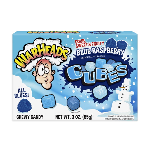 Warheads Blizzard Cubes Gummy Candy, Raspberry, 3oz