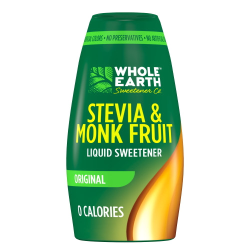 Whole Earth Stevia & Monk Fruit Zero Calorie Liquid Sweetener, 1.62 Fl Oz