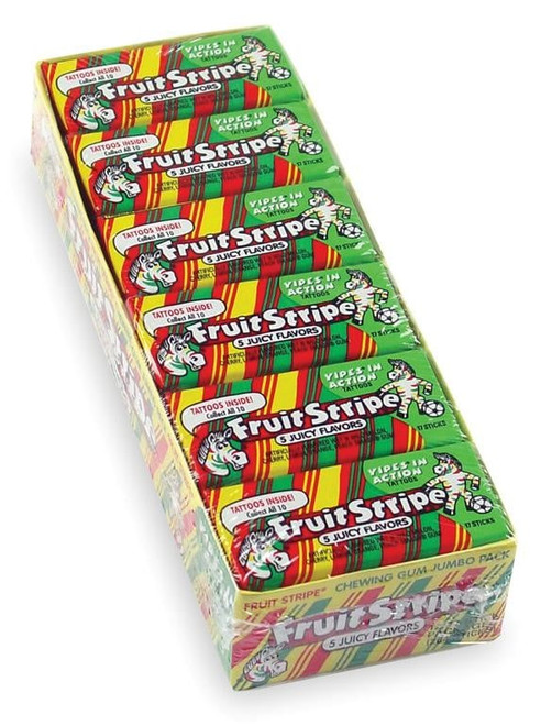 Fruity Stripe Bubble Gum Packs Juicy Fruity: 12 Ct