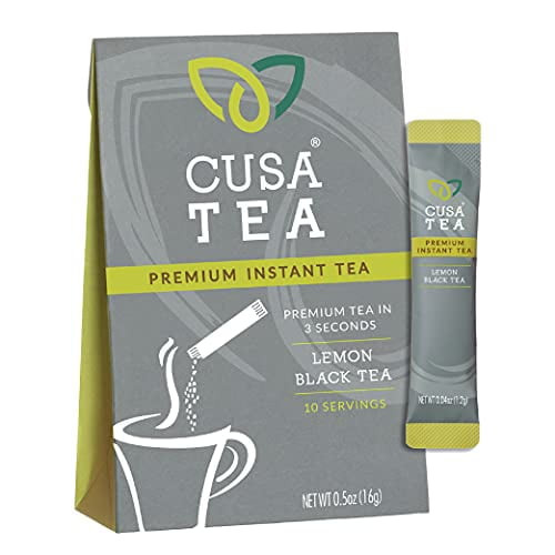 Cusa Tea & Coffee, Lemon Black Tea. Premium Instant Tea Made With Real Fruit And Spices, Organic Leaves, No Added Sugar. Drink Mix Packets Ready In Seconds, Makes Hot Or Iced Tea (10 Serving