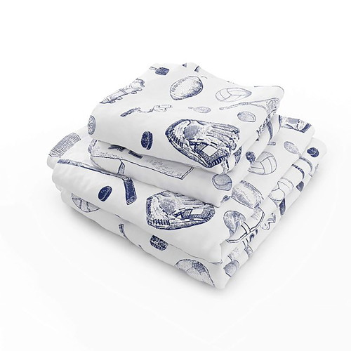 Queen Size Bed Sheet Sets With Deep Pockets In Sports Print On White - 4 Pieces Bedding Set For Kids And Newborns - 1500 Tc Microfiber, Ultra Soft, Wrinkle Resistant And Breathable