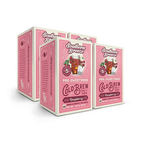 Southern Breeze Cold Brew, Raspberry Sweet Tea With Zero Calorie, 20count, Pack Of 4