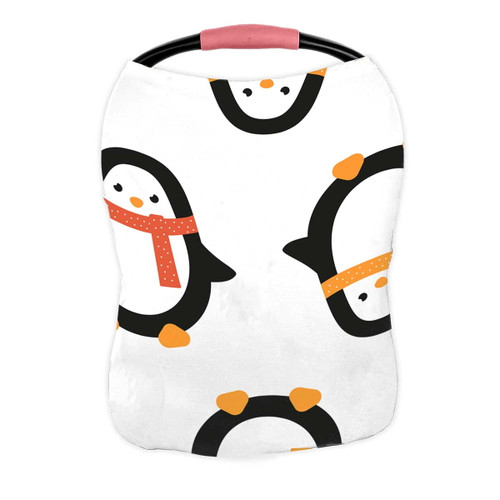 Pkqwtm Christmas Penguin In Scarf Nursing Cover Baby Breastfeeding Infant Feeding Cover Baby Car Seat Cover