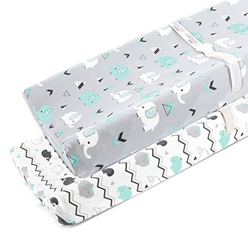 Stretchy Changing Pad Covers For Boys Girls ,2 Pack Jersey Knit ,elephant & Whale
