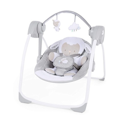 Ingenuity Comfort 2 Go Compact Portable 6-speed Baby Swing With Music, Folds For Easy Travel - Cuddle Lamb, 0-9 Months