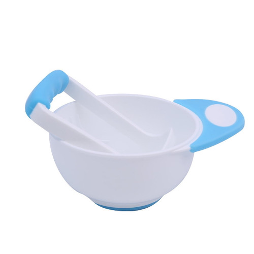 Dido Baby Grinding Bowl Manual Kids Feeding Bowl Vegetable Fruit Infant Food Masher Set, Blue White