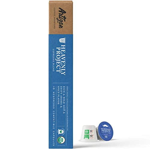 Organic Coffee Capsules For Nespresso Original Machines | Heavenly Project High Altitude Espresso Blend | Non-gmo Fair Trade Kosher | 10 X Compostable Biodegradable Pods