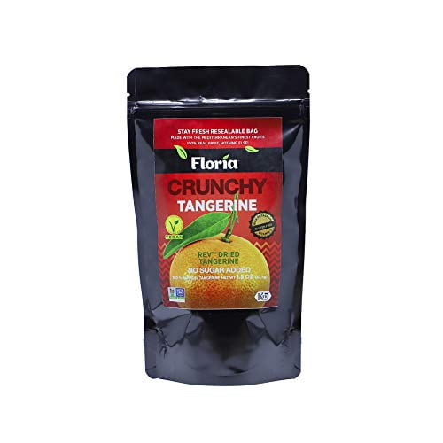 Dried Tangerine Fruit Chips And Crisps, No Sugar Added Dried Fruit Snack, All Natural, Resealable Bag, 1.5 Ounce (pack Of 1), Floria Crunchy