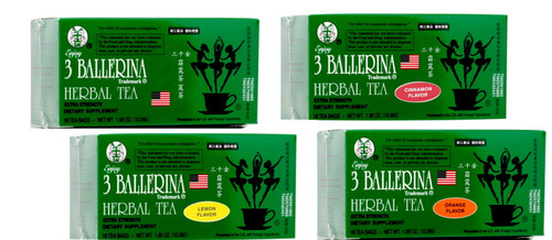 3 Ballerina Herbal Tea Men And Women Dieters' Drink Extra Strength All Flavor And Original Combo Pack 18 Tea Bags