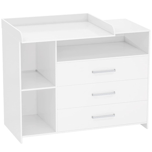 Infant Changing Table, Baby Changing Table, Infant Diaper Changing Station With Drawers, Safety Rails & Strap, Baby Changing Table Dresser For Nursery, Easy Assembly