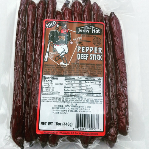 Jerky Hut, Mild Peppered - Beef Sticks, (1 Lb.)