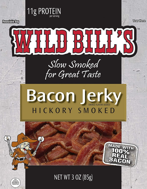 Wild Bill’s Delicious Hickory Smoked Bacon Jerky, 3 Ounce 3 Pack Bulk