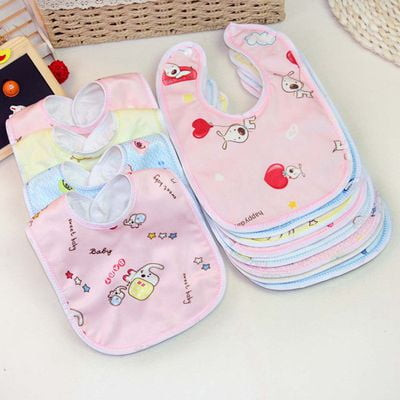Pwfe 5pcs Baby Crystal Velvet Cartoon Bibs Newborn Girls Boys Waterproof Back Dribble Bibs