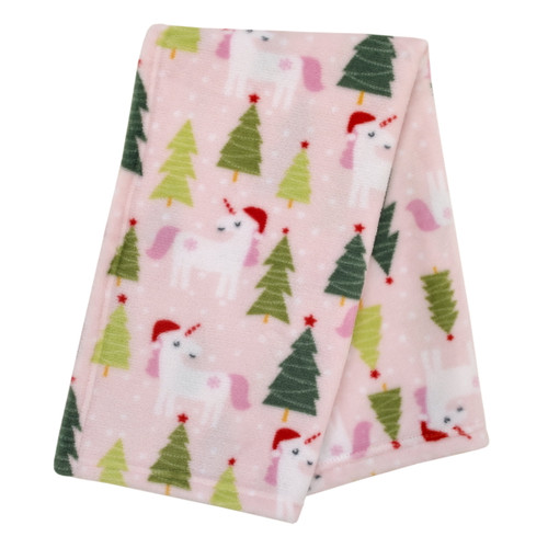 Parents Choice Unicorn Holiday Plush Baby Blanket Pink, Girl